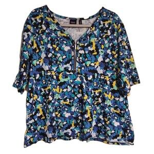 Women's Rafaella Short Sleeve Zip Top Blouse Size 3X